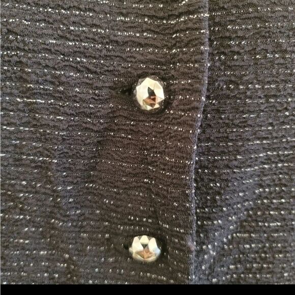 Vintage glam shimmer button up top with open back - Picture 2 of 5